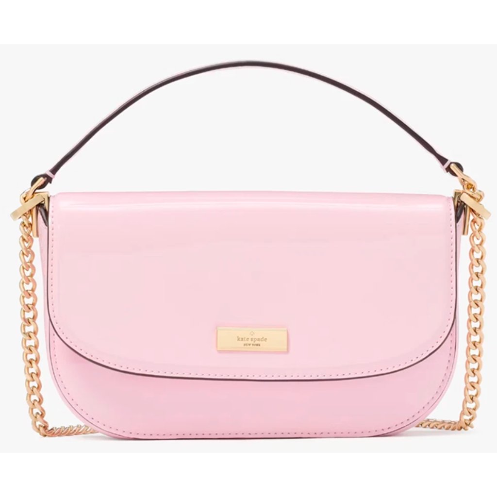S Kate Spade Krista Pink Patent Fabric Chain Crossbody Bag Kk102 Purse Nwt $349